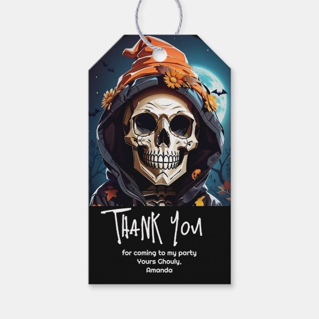Creepy Grinning Skeleton Party Tack Presentetikett (Framsidan)