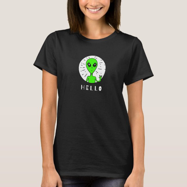Creepy Grönt Alien T Shirt (Framsida)