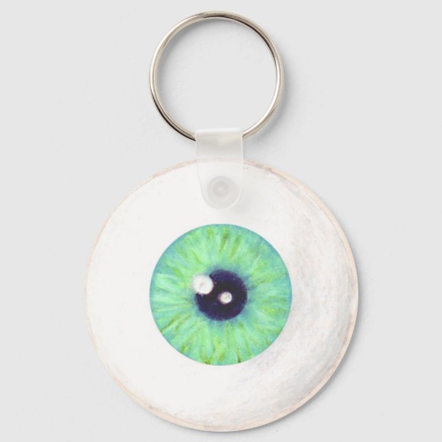 Creepy Grönt Eyeball Keychain Nyckelring (Framsida)
