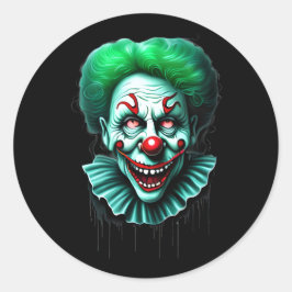 Creepy Grönt Hair Clown Runt Klistermärke