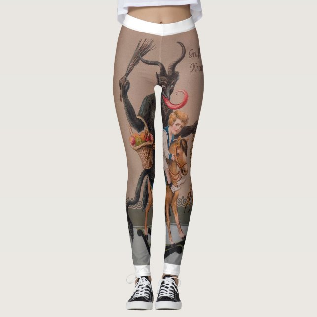 Creepy Gruss Vom Krampus Demon jul Djävulen Kra Leggings (Framsida)