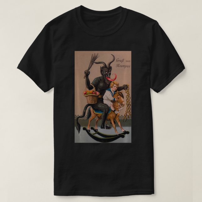Creepy Gruss Vom Krampus Demon jul Djävulen Kra T Shirt (Design framsida)