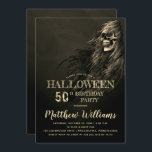 Creepy Hair Skull Halloween 50th Birthday Party In Inbjudningar<br><div class="desc">Spooky moonless night background overlaid with half a skull faded to nothing Halloween 50th Birthday Party invitation.  Original design by Holiday Hearts Designs (all rights reserved).</div>