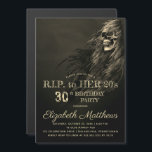 Creepy Hair Skull RIP till hennes Födelsedagsfest  Magnetisk Inbjudningskort<br><div class="desc">En halv skalle som är full av en sagofri nattbakgrund och som inte är lika med R.I.P. på hennes 20-talares inbjudan till 30års födelsedag. Ursprunglig design efter Helgdag Hearts Designs (alla höger reserverade).</div>