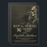 Creepy Hair Skull RIP till hennes Födelsedagsfest  Magnetisk Inbjudningskort<br><div class="desc">En halv skalle som är full av en sagofri nattbakgrund och som inte är lika med R.I.P. på hennes 20-talares inbjudan till 30års födelsedag. Ursprunglig design efter Helgdag Hearts Designs (alla höger reserverade).</div>