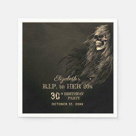 Creepy Hair Skull RIP till hennes Födelsedagsfest  Pappersservett