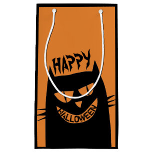 Creepy Halloween Black Cat på Orange