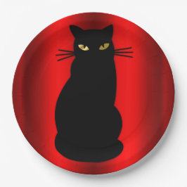 Creepy Halloween Black Cat Red
