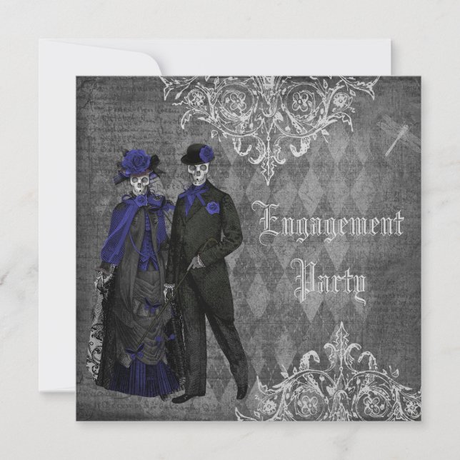 Creepy Halloween Bride & Groom Förlovningsfest Inbjudningar (Framsida)