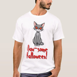 Creepy Halloween Cat T Shirt