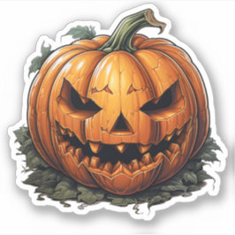 Creepy Halloween Coola Orange Pumpkin Ansikte Klistermärken