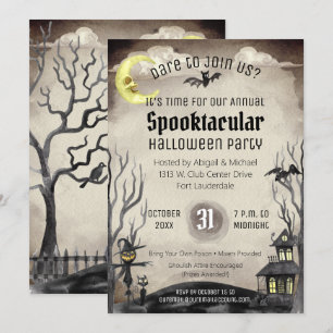 Creepy Halloween Costume Party Spooky Sepia Tone Inbjudningar