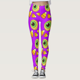 Creepy Halloween Eyeball och Candy corn Leggings