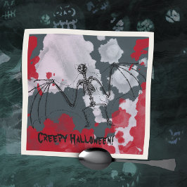 Creepy Halloween Fladdermus Skeleton Pappersservett