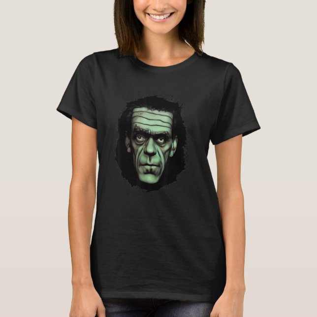 Creepy Halloween Frankenstein Monster Ansikte T Shirt (Framsida)