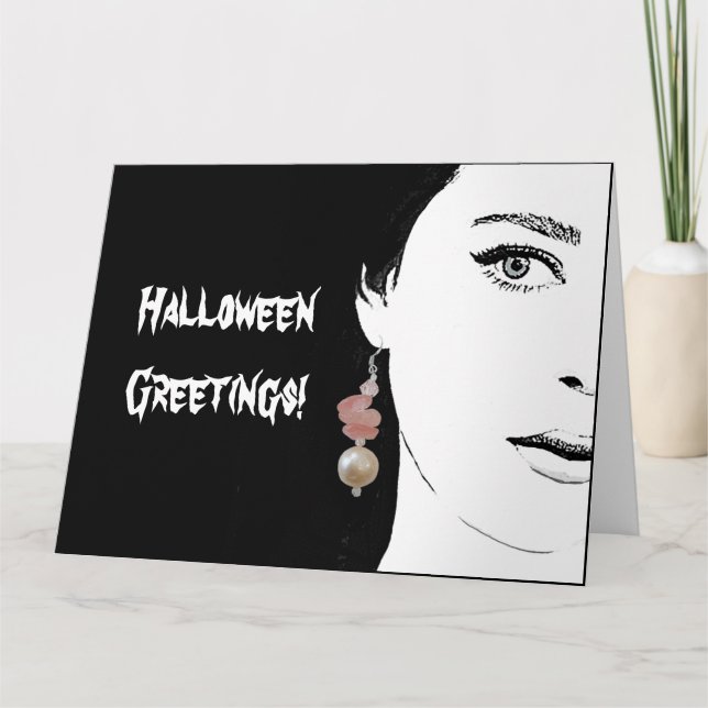 Creepy Halloween Goth Girl mode illustration Kort (Framsida)