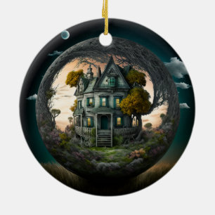 Creepy Halloween Haunted House Ornament