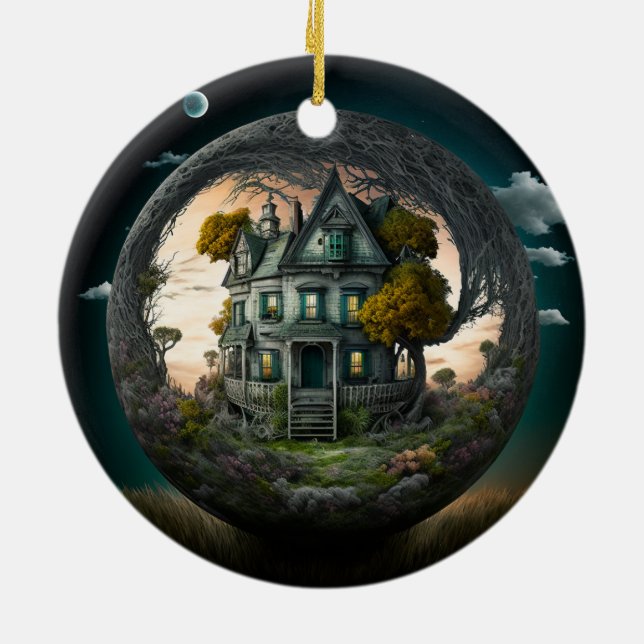 Creepy Halloween Haunted House Ornament (Baksidan)