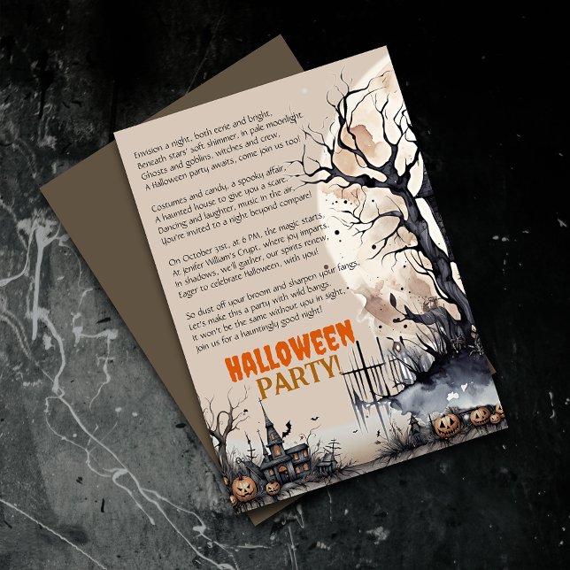 Creepy Halloween-inbjudan till taloky Party Dikt Meddelande (Elevate your upcoming event with uniquely designed Halloween invitations featuring a spooky poem!)