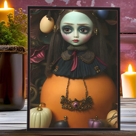Creepy Halloween Onsdag Doll Surreal Gothic Helgkort