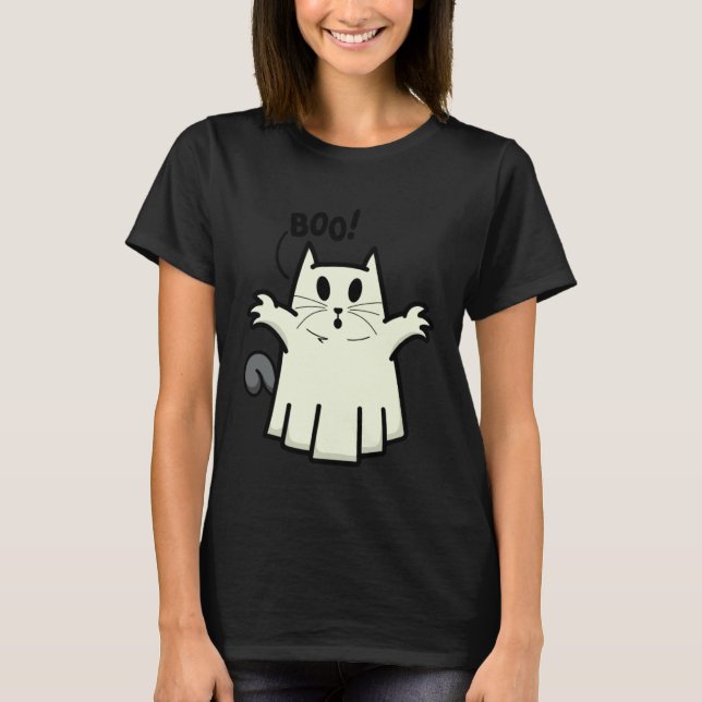 Creepy Halloween Peeking Black Cat for Feline T Shirt (Framsida)