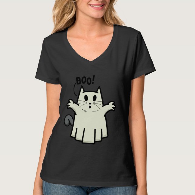 Creepy Halloween Peeking Black Cat for Feline T Shirt (Framsida)