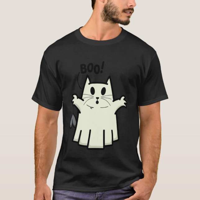 Creepy Halloween Peeking Black Cat for Feline T Shirt (Framsida)