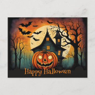Creepy Halloween Pumpkin Happy halloween Vykort