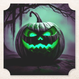 Creepy Halloween Pumpkin i mörkens lila Underlägg Papper