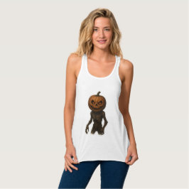 Creepy Halloween Pumpkin Monster Sticker Linne Med Racerback