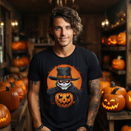 Creepy Halloween Pumpkin Skull T Shirt