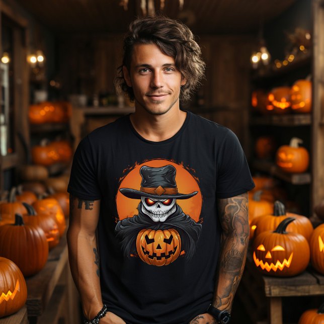 Creepy Halloween Pumpkin Skull T Shirt (creepy skull and pumpkin halloween shirt)