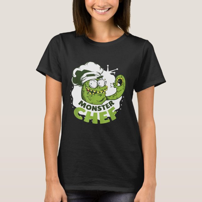 Creepy Halloween Shirt Scary Monster Chef Cook T (Framsida)