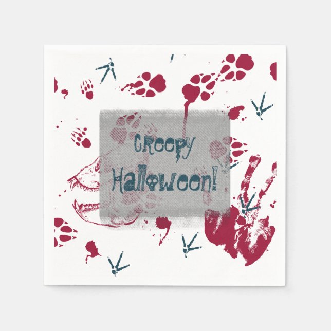 Creepy Halloween Skull Blood Traces Pappersservett (Framsidan)
