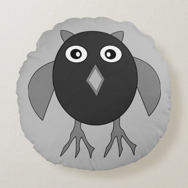 Creepy Halloween Uggla Pillow Rund Kudde (Framsidan)