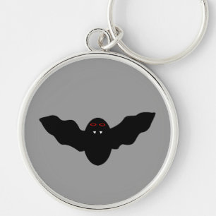 Creepy Halloween Vampire Fladdermus Keychain Rund Silverfärgad Nyckelring