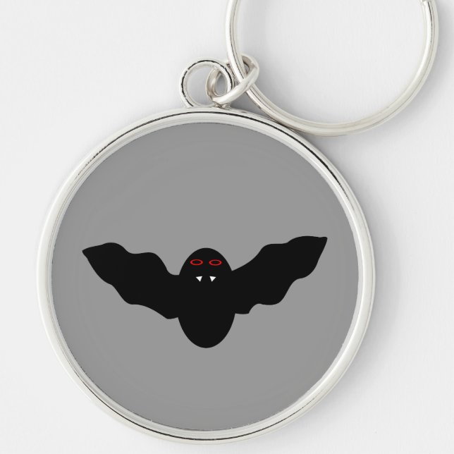 Creepy Halloween Vampire Fladdermus Keychain Rund Silverfärgad Nyckelring (Framsidan)