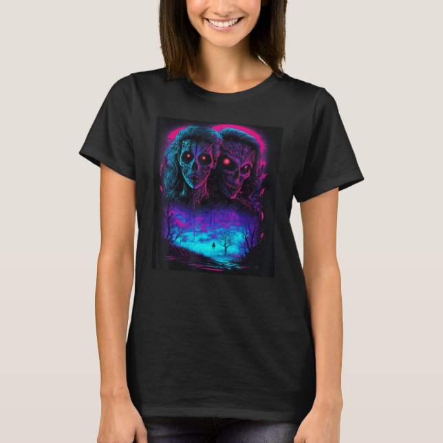 Creepy Halloween Zombie Girls T Shirt (Framsida)