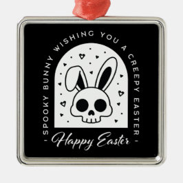 Creepy Happy Easter bunny skull gothic aesthetic Julgransprydnad Metall
