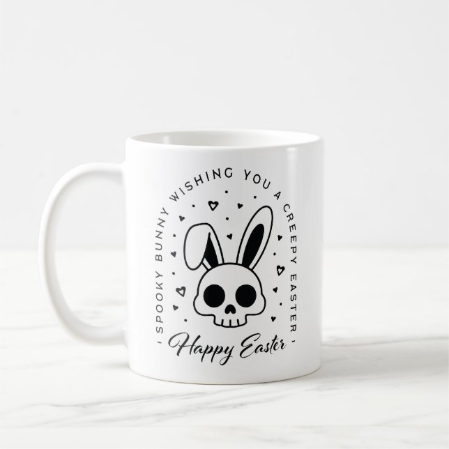 Creepy Happy Easter bunny skull gothic aesthetic Kaffemugg (Vänster)