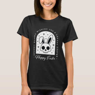 Creepy Happy Easter bunny skull gothic aesthetic T Shirt