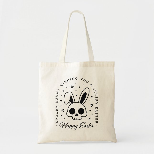 Creepy Happy Easter bunny skull gothic aesthetic Tygkasse (Framsidan)