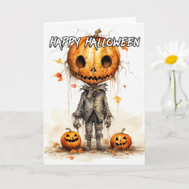 Creepy Happy halloween Pumpkin Art Kort