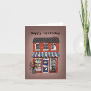 Creepy Haunted Bookstore Cute Ghost Birthday Kort