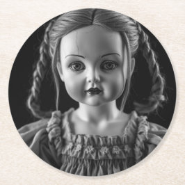 Creepy Haunted Doll in Black and White Underlägg