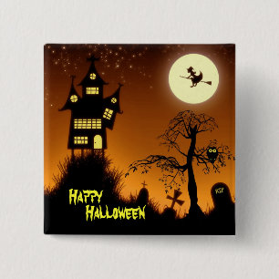 Creepy Haunted House Halloween Decorative Knapp