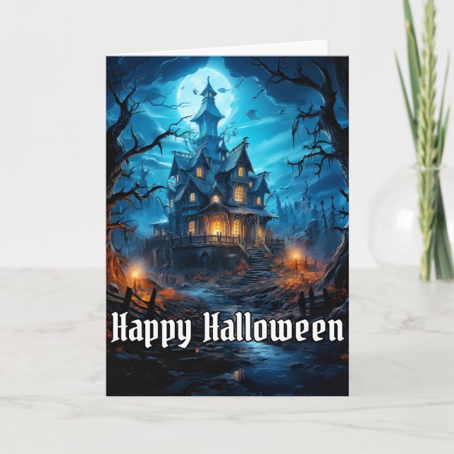 Creepy Haunted House Happy halloween Kort (Framsida)