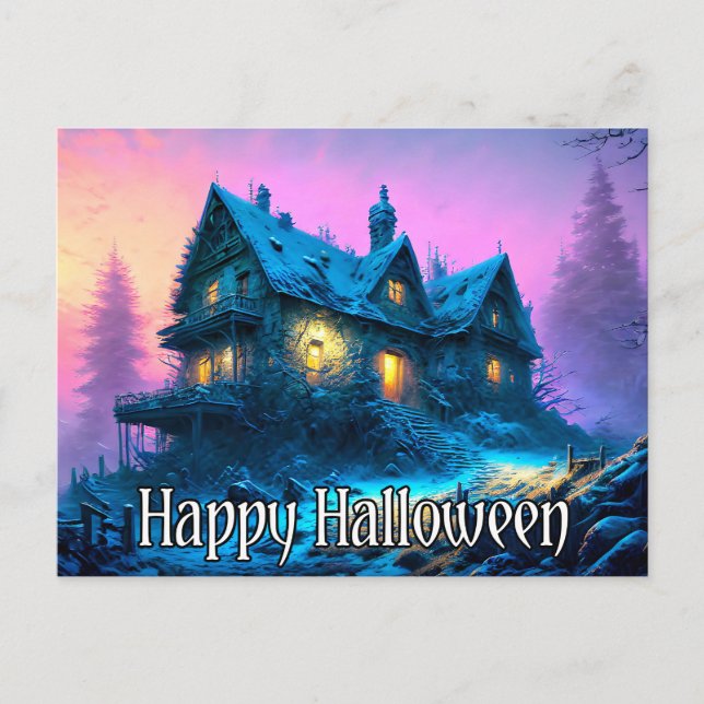 Creepy Haunted House | HAPPY HALLOWEEN Vykort (Framsida)