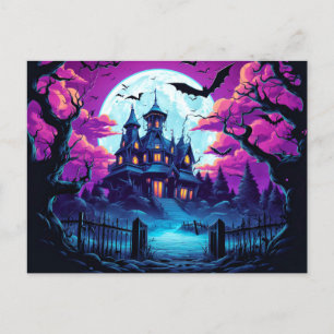 Creepy Haunted House Happy halloween Vykort