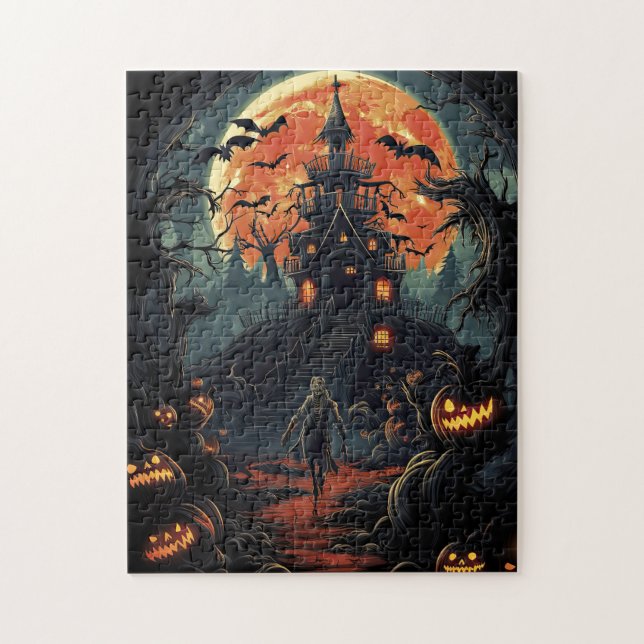 Creepy Haunted House Zombie Halloween fest Pussel (Vertikal)